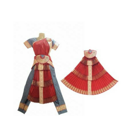 Bharatanatyam Dance Dress Red & Grey