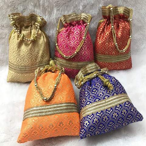 Potli Bags With Golden Zari