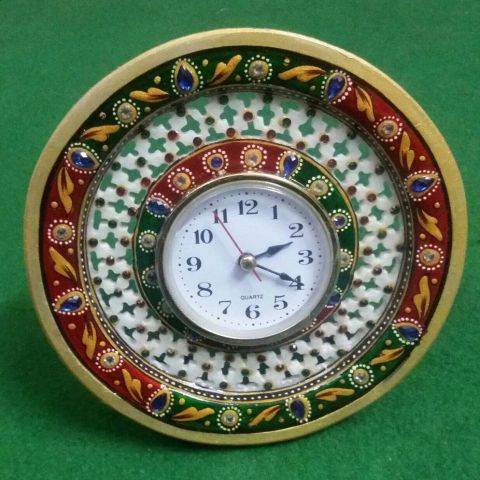 Marble Meenakari Wall Clock