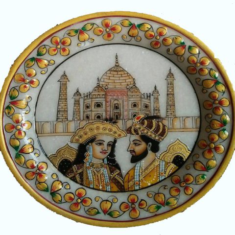 Elegant Painting on Marble Plate