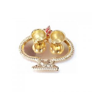 Gold Plated Puja Thali with Ganesha