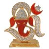 Gold Plated Ganesha Embedded in OM look Car Dashboard